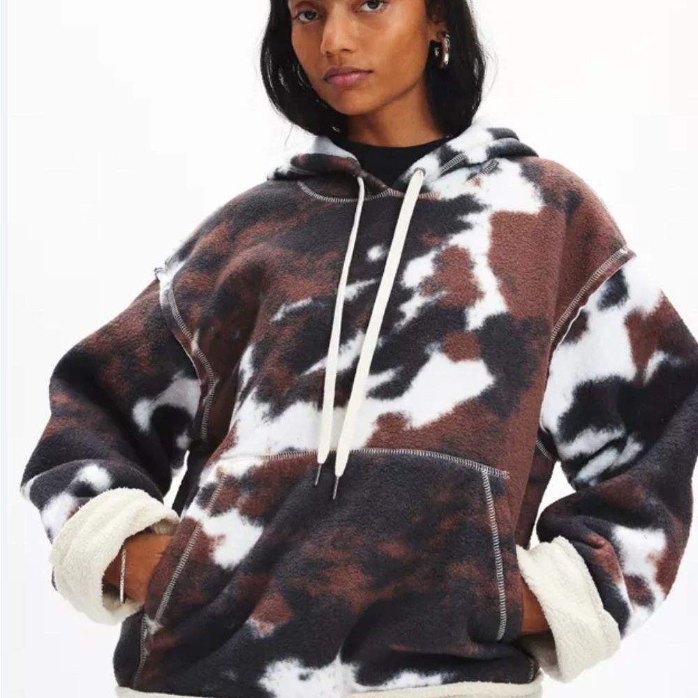 Cow Print Fleece Hoodie
